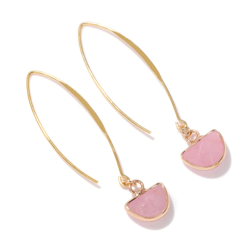 Rose Quartz Crystal Gold Earrings