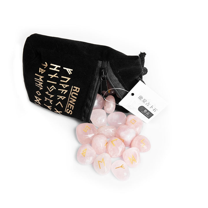Rose Quartz Crystal Viking Runes