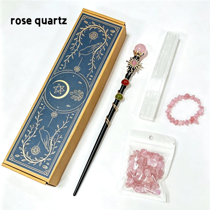 Rose Quartz Crystal Wand Kit