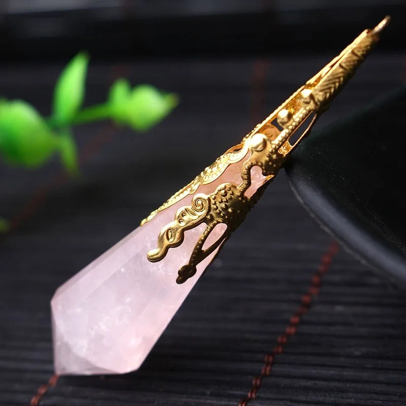 Rose Quartz Gold Pendulum