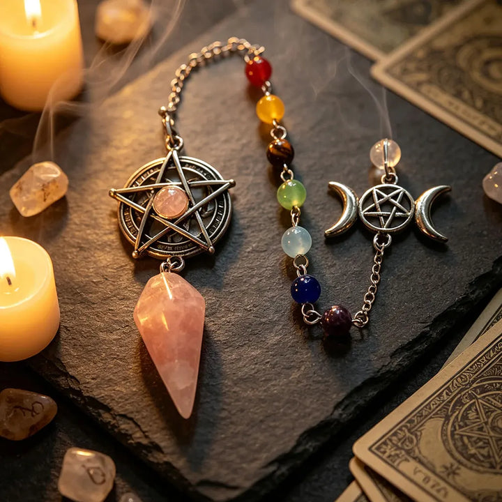 Rose Quartz Pentacle Star Pendulum