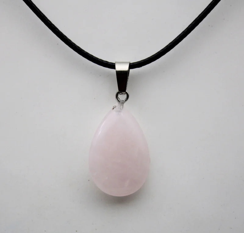 Rose Quartz Teardrop Pendant Necklace
