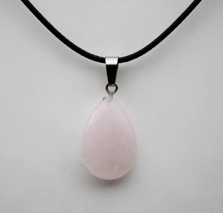 Rose Quartz Teardrop Pendant Necklace