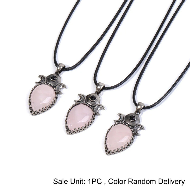 Rose Quartz Triple Moon Necklaces