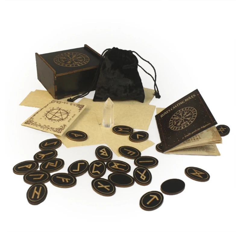 Runes Kit: Box, Bag, Crystal, Runes, & Booklet Set