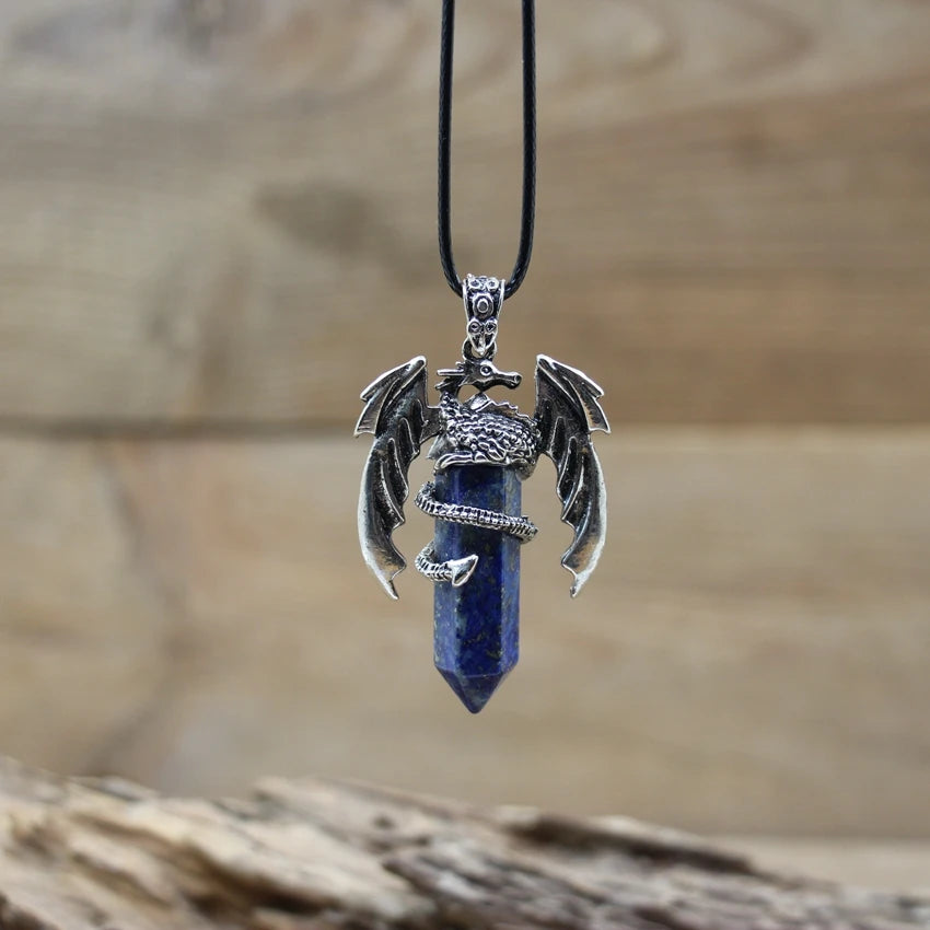 Lapis Lazuli Dragon Crystal Pendant Necklace | Green Witch Creations