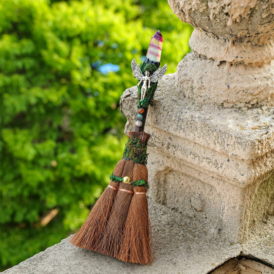 Rainbow Fluorite Crystal Witch Broomstick