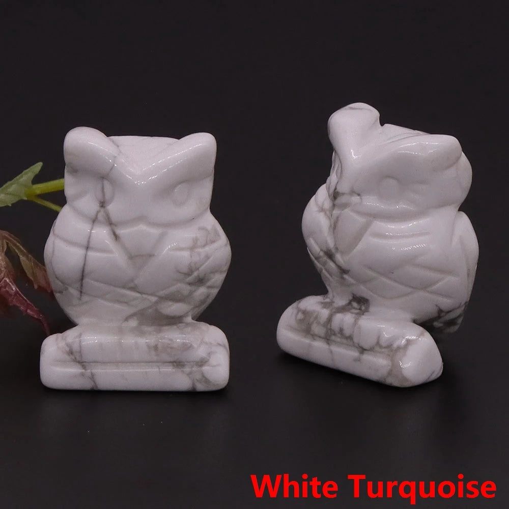 White Turquoise Owl Crystal Figurine Statue | Green Witch Creations