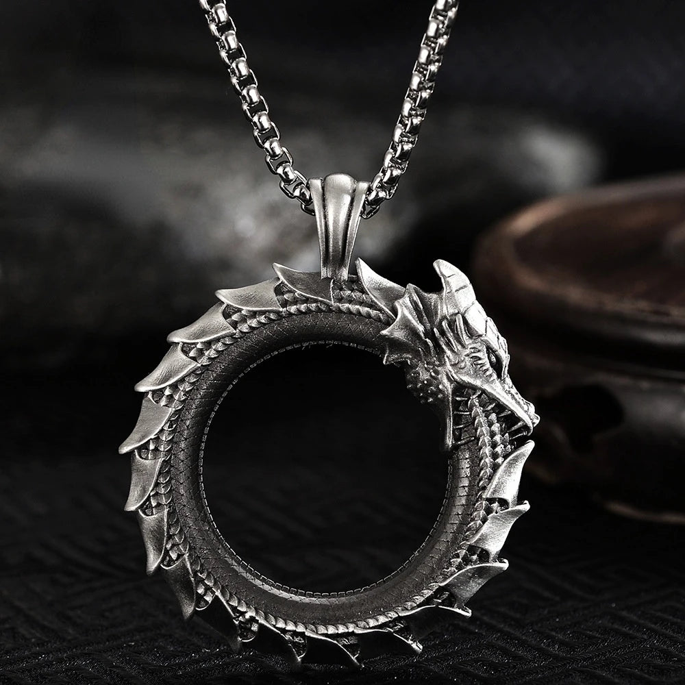 Ouroboros Dragon Pendant Necklace | Green Witch Creations