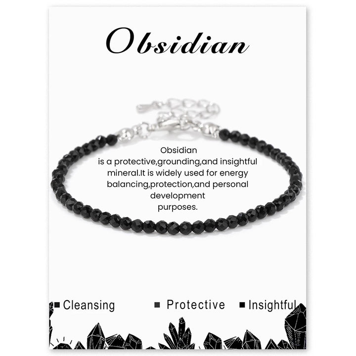 Obsidian 3mm Faceted Stone Bead Bracelets For Sale | Green Witch Creations