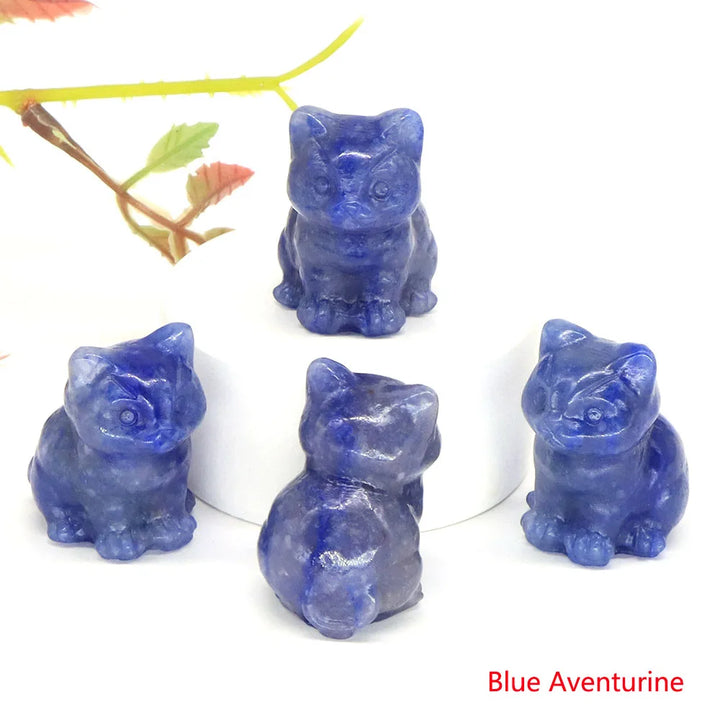 Blue Aventurine Crystal Cat Statue | Green Witch Creations