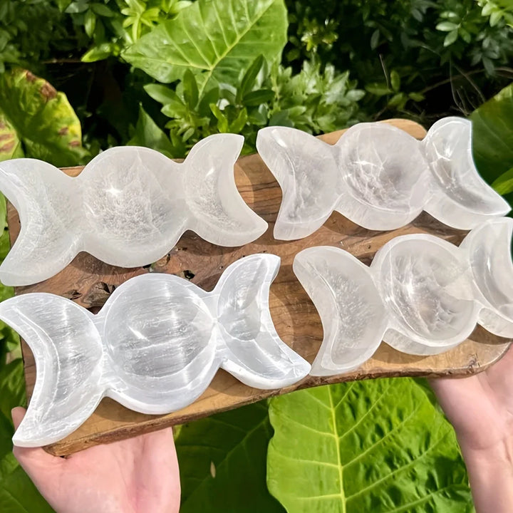 Selenite Triple Moon Bowl | Green Witch Creations