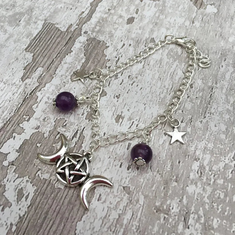 Triple Moon Amethyst Bracelet | Green Witch Creations