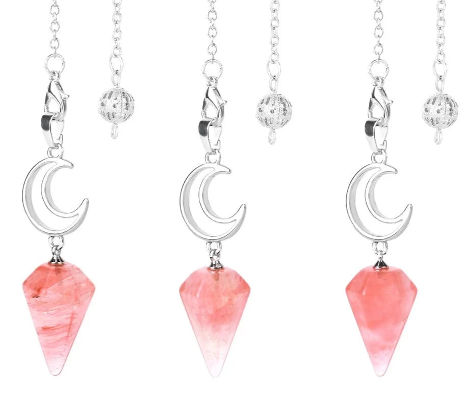 Watermelon Crystal Crescent Moon Pendulums For Sale Online
