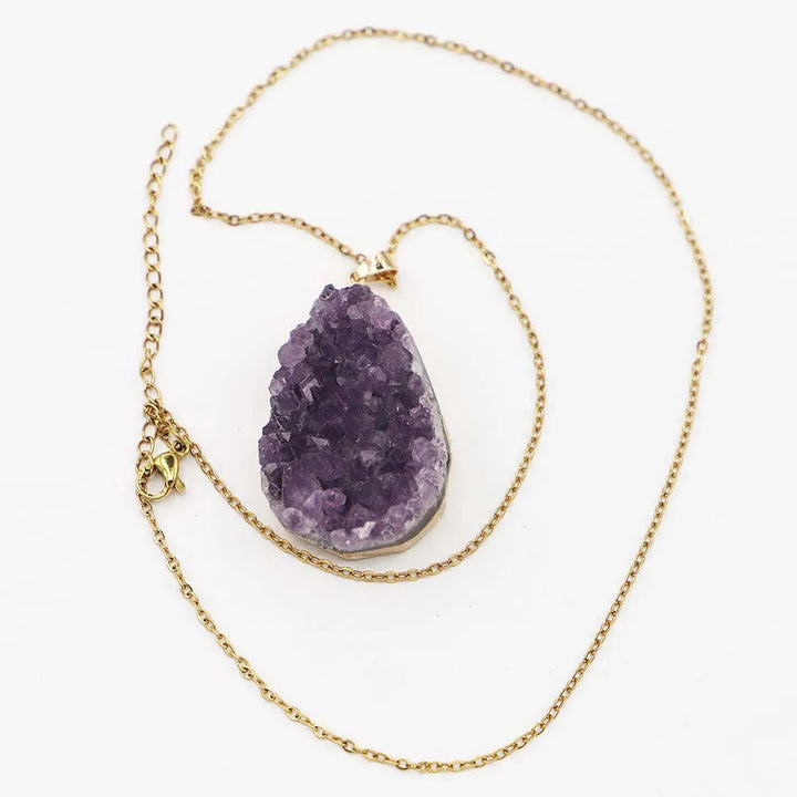 Amethyst Druzy Teardrop Necklace | Green Witch Creations