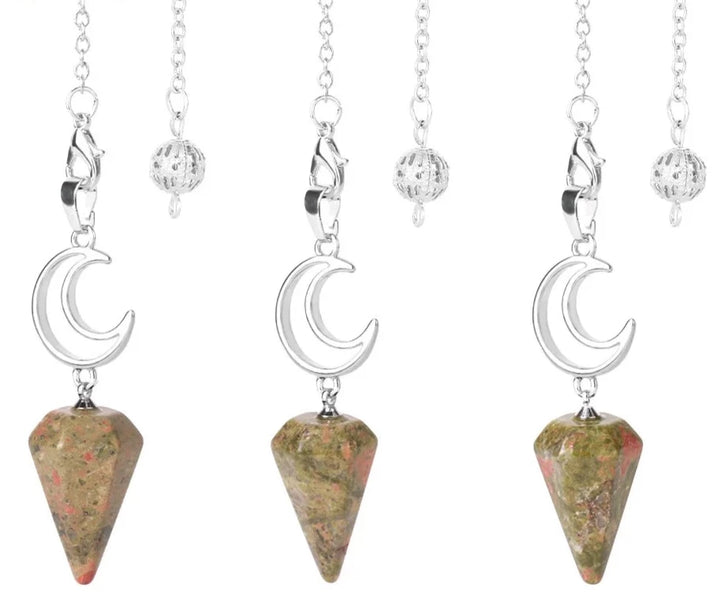 Unakite Crystal Crescent Moon Pendulums For Sale Online