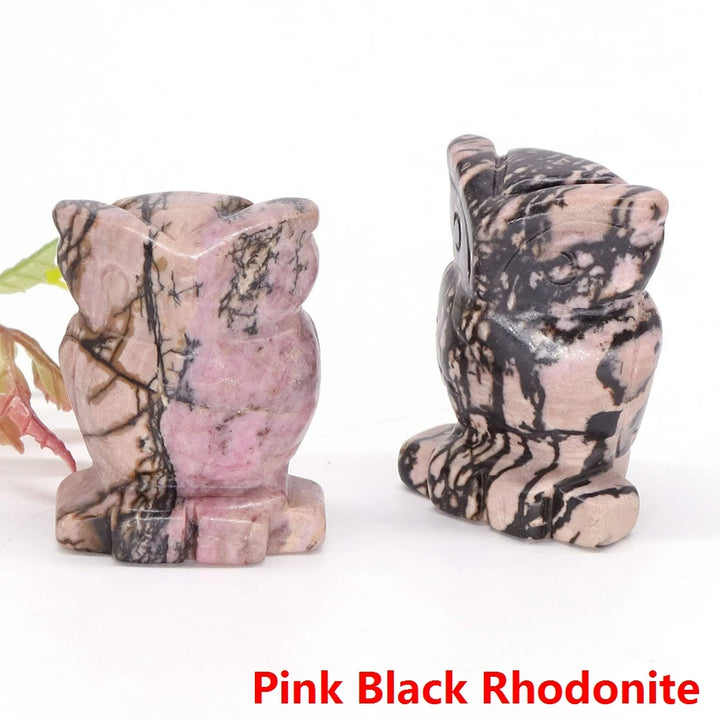 Rhodonite Owl Crystal Figurine Statue | Green Witch Creations