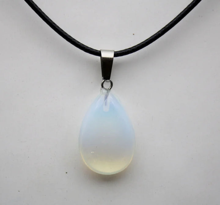 Opalite Stone Teardrop Pendant Necklace For Sale | Green Witch Creations