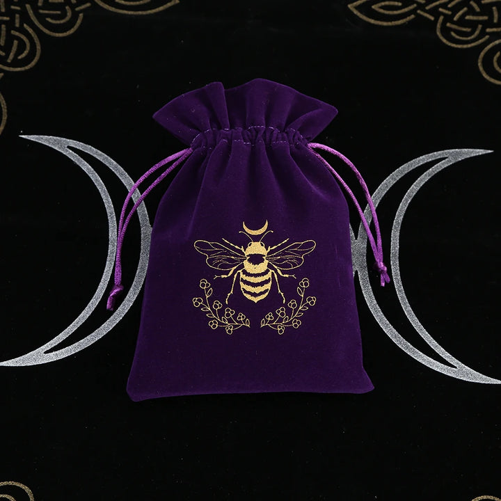 Bee Purple Print Velvet Tarot Card Bags For Sale Online | Green Witch Creations