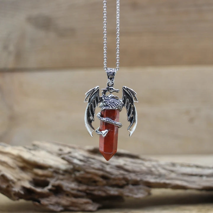 Red Jasper Dragon Crystal Pendant Necklace | Green Witch Creations