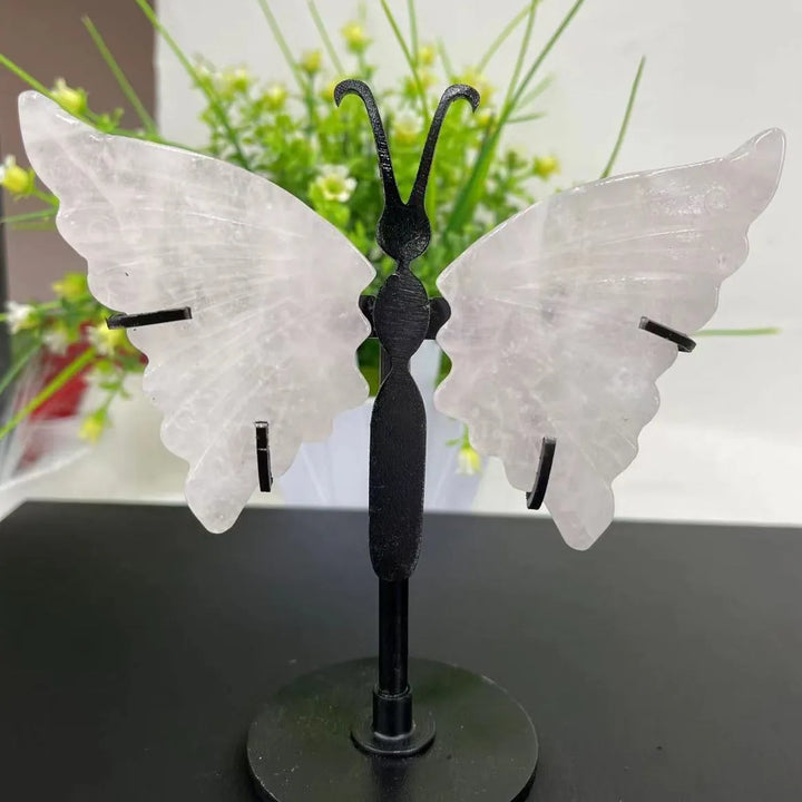 Rose Quartz Crystal Butterfly Wings on Stand For Sale Online