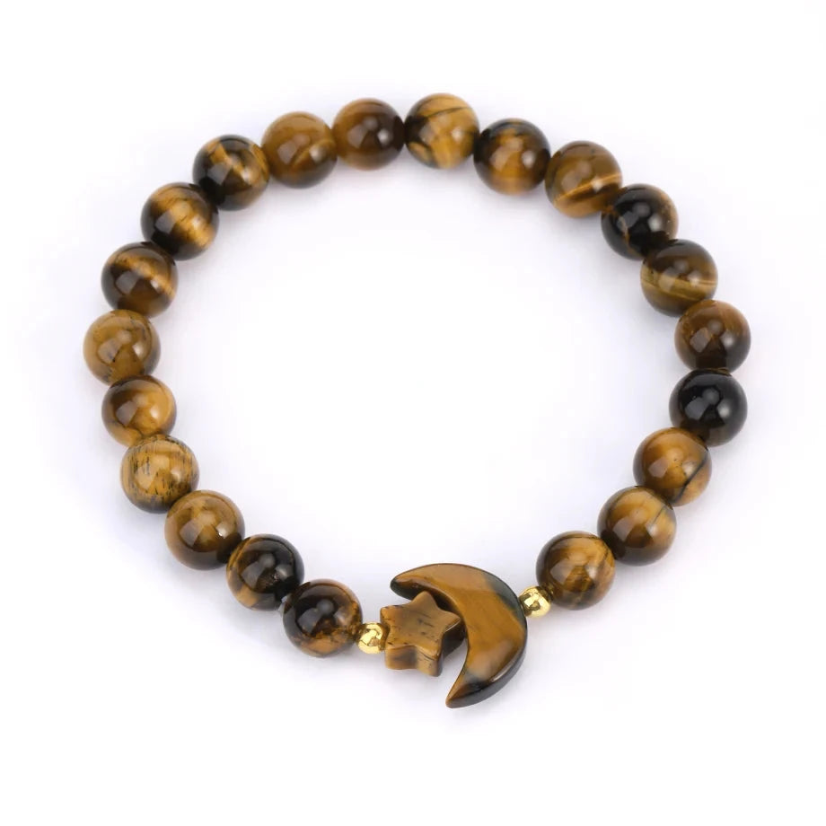 Tiger Eye Crystal Moon Stone Bead Bracelets | Green Witch Creations