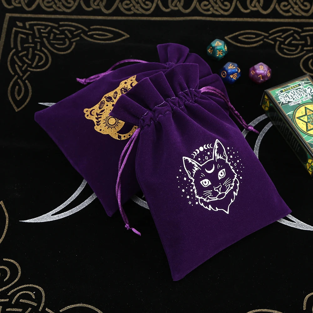 Cat Purple Print Velvet Tarot Card Bags For Sale Online | Green Witch Creations