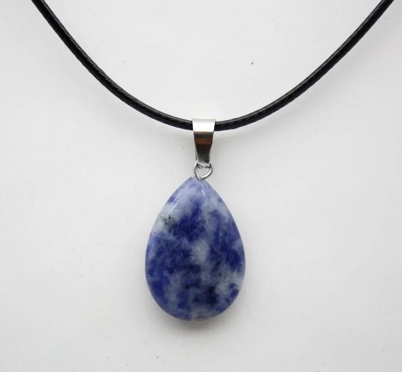 Sodalite Stone Teardrop Pendant Necklace For Sale | Green Witch Creations