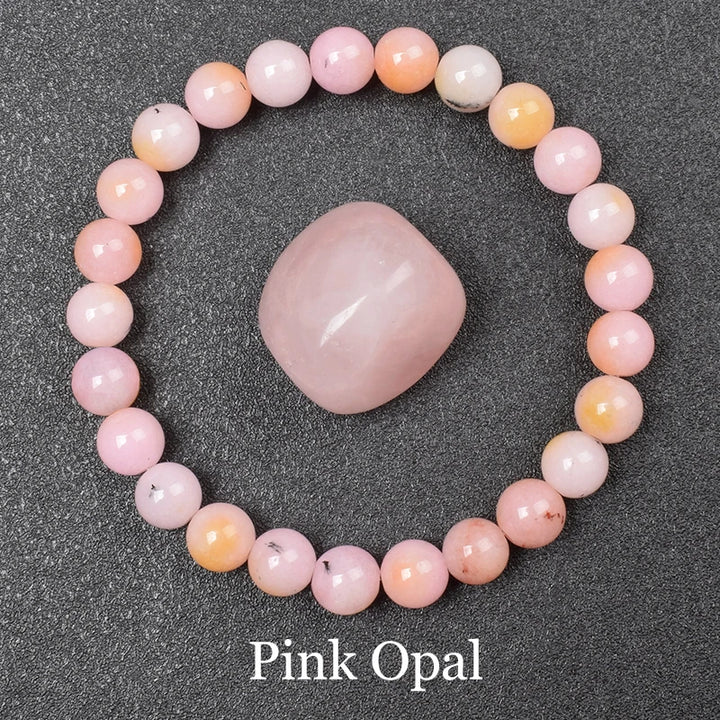 Pink Opal 8mm Crystal Stone Bead Bracelets | Green Witch Creations