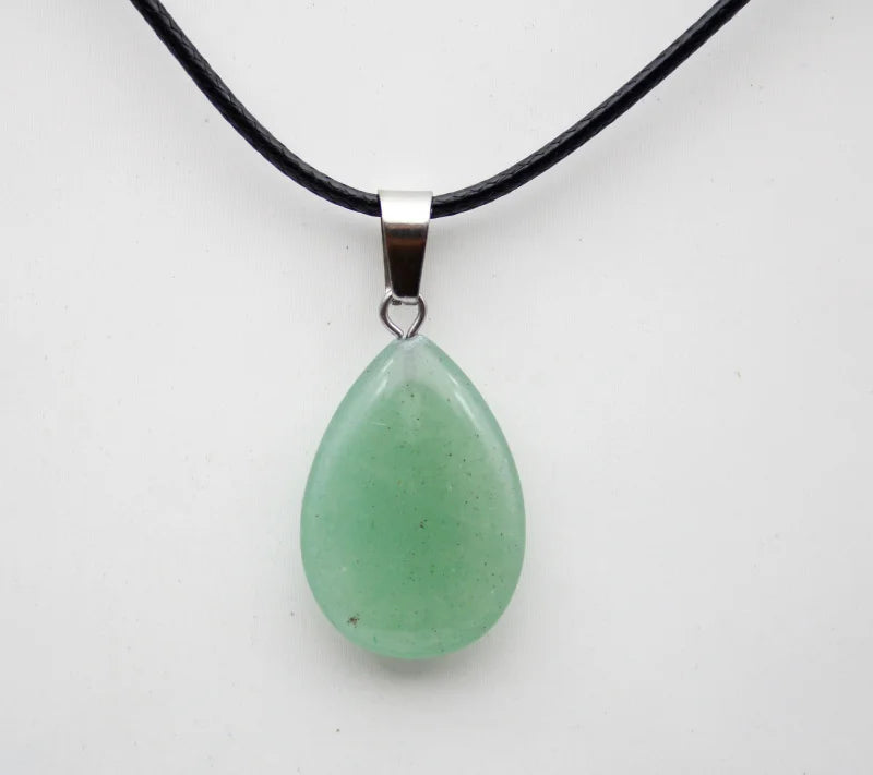 Green Aventurine Stone Teardrop Pendant Necklace For Sale | Green Witch Creations