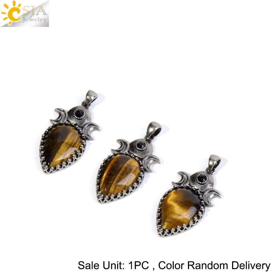 Triple Moon Crystal Teardrop Necklaces