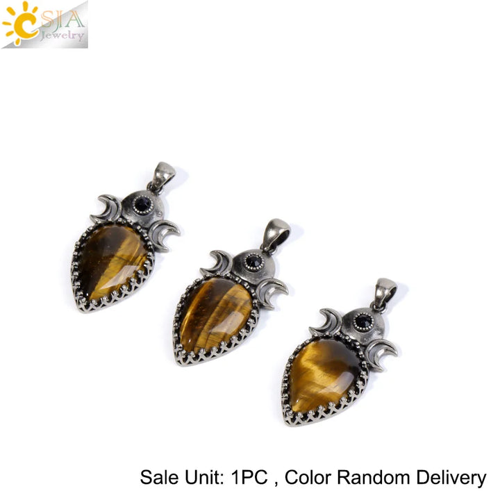 Triple Moon Crystal Teardrop Necklaces