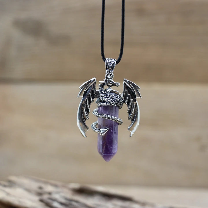 Amethyst Dragon Crystal Pendant Necklace | Green Witch Creations