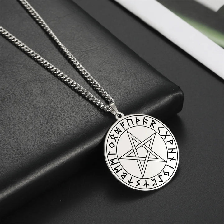 Silver Pentacle Rune Nordic Viking Necklaces | Green Witch Creations