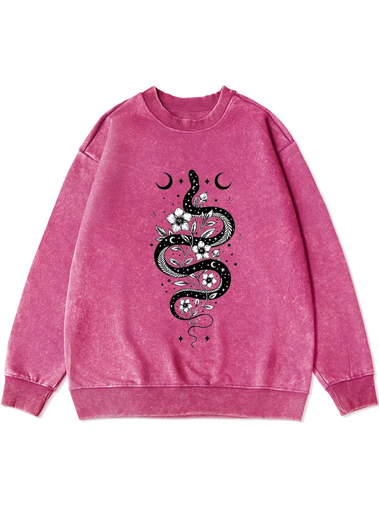 Pink Snake Moon Flower Sweatshirt