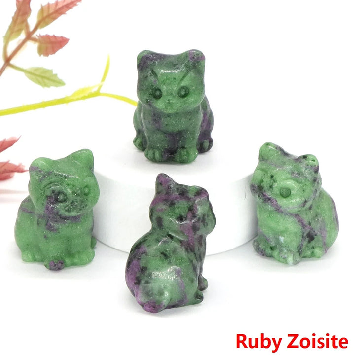 Ruby Zoisite Crystal Cat Statue | Green Witch Creations