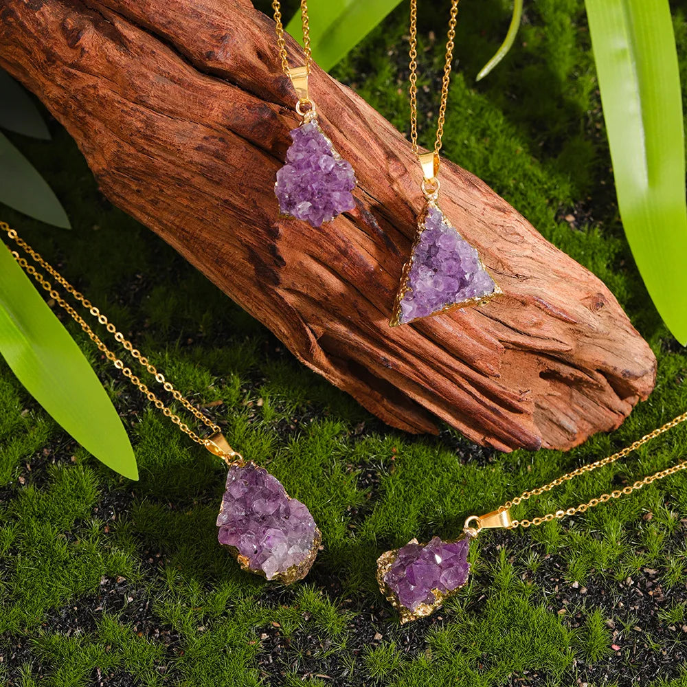 Amethyst Druzy Crystal Necklace | Green Witch Creations