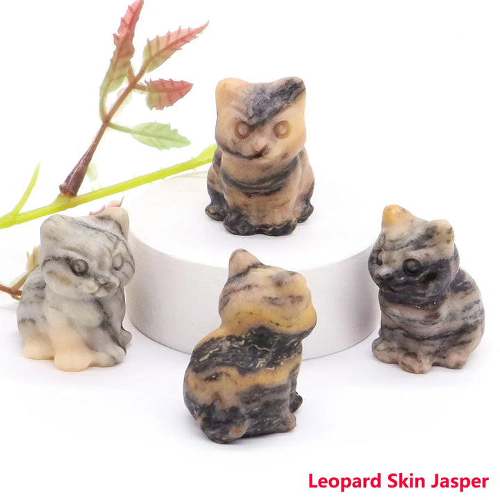 Leopard Skin Jasper Crystal Cat Statue | Green Witch Creations