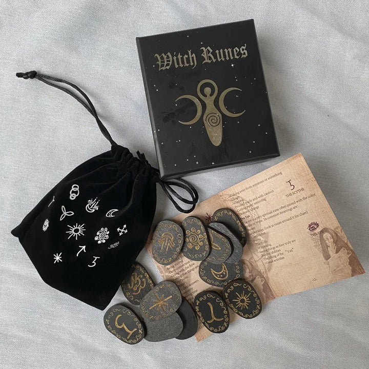 Witch Wood Runes Stone Set For Sale Online
