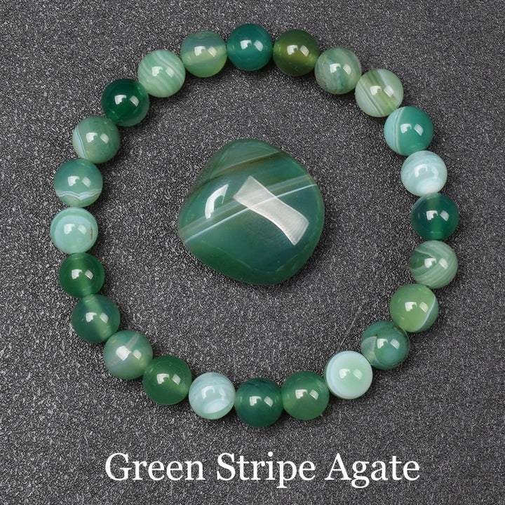 Green Agate 8mm Crystal Stone Bead Bracelets | Green Witch Creations