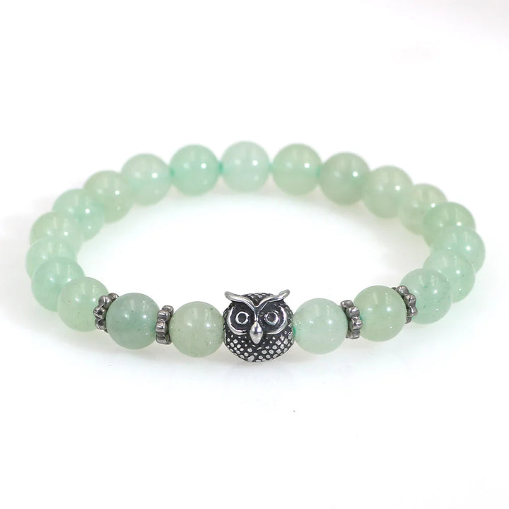 Green Aventurine Owl Charm Bead Bracelets | Green Witch Creations