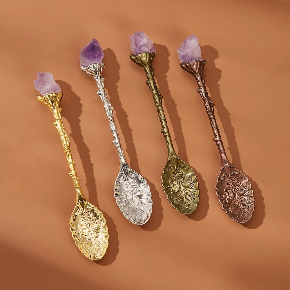 Amethyst Crystal Tea Spoons | Green Witch Creations