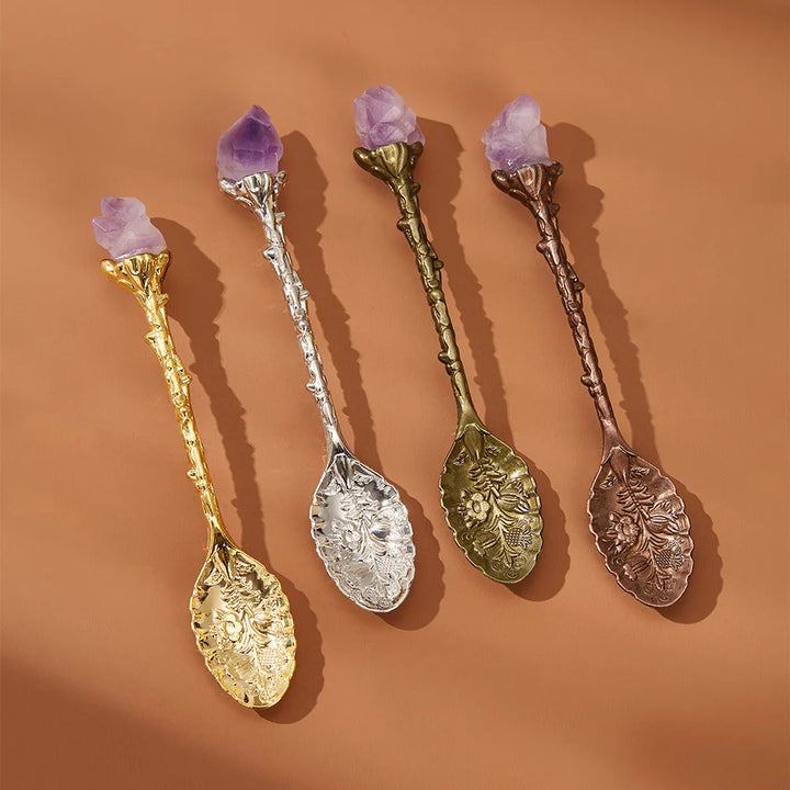 Amethyst Crystal Tea Spoons | Green Witch Creations