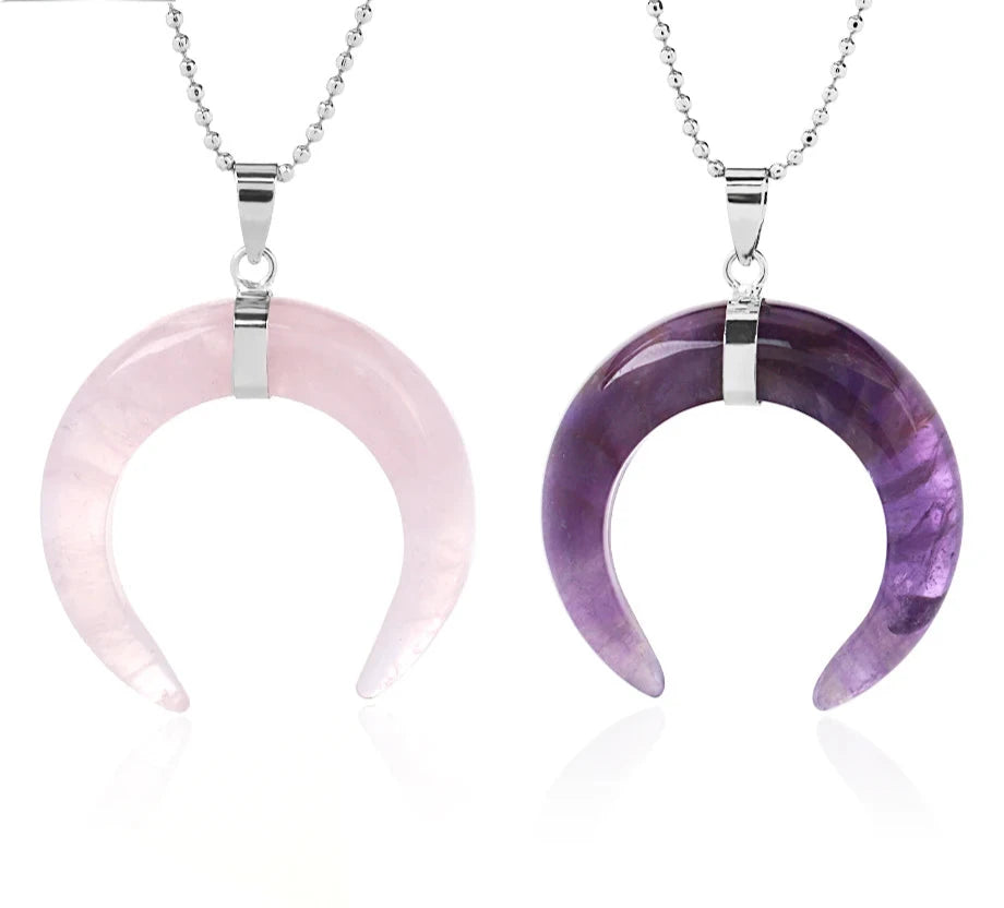 Crystal Crescent Moon Pendant Necklaces | Green Witch Creations