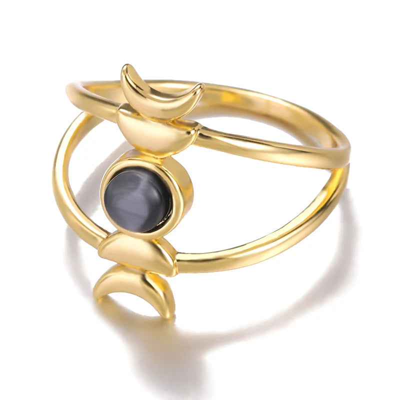 Sheen Obsidian Moon Phase Ring For Sale Online | Green Witch Creations