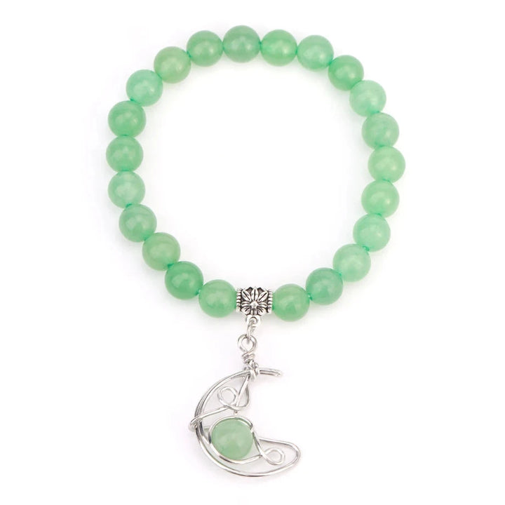 Green Aventurine Crystal Moon Stone Bead Bracelets | Green Witch Creations