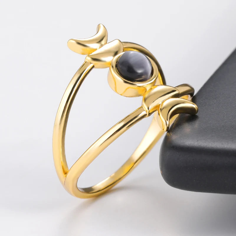 Sheen Obsidian Moon Phase Ring For Sale Online | Green Witch Creations