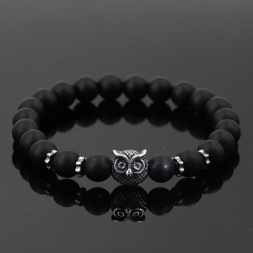 Onyx Owl Charm Bead Bracelets | Green Witch Creations