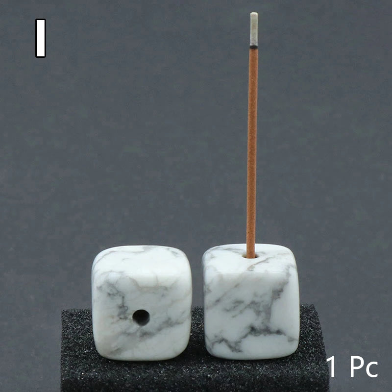 White Howlite Stone Cube Incense Holder | Green Witch Creations