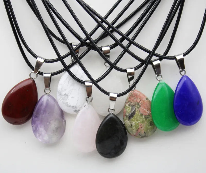 Stone Teardrop Pendant Necklace For Sale | Green Witch Creations
